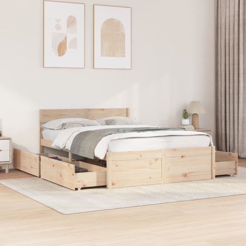 vidaXL tömör fenyőfa ágy matrac nélkül 140 x 190 cm