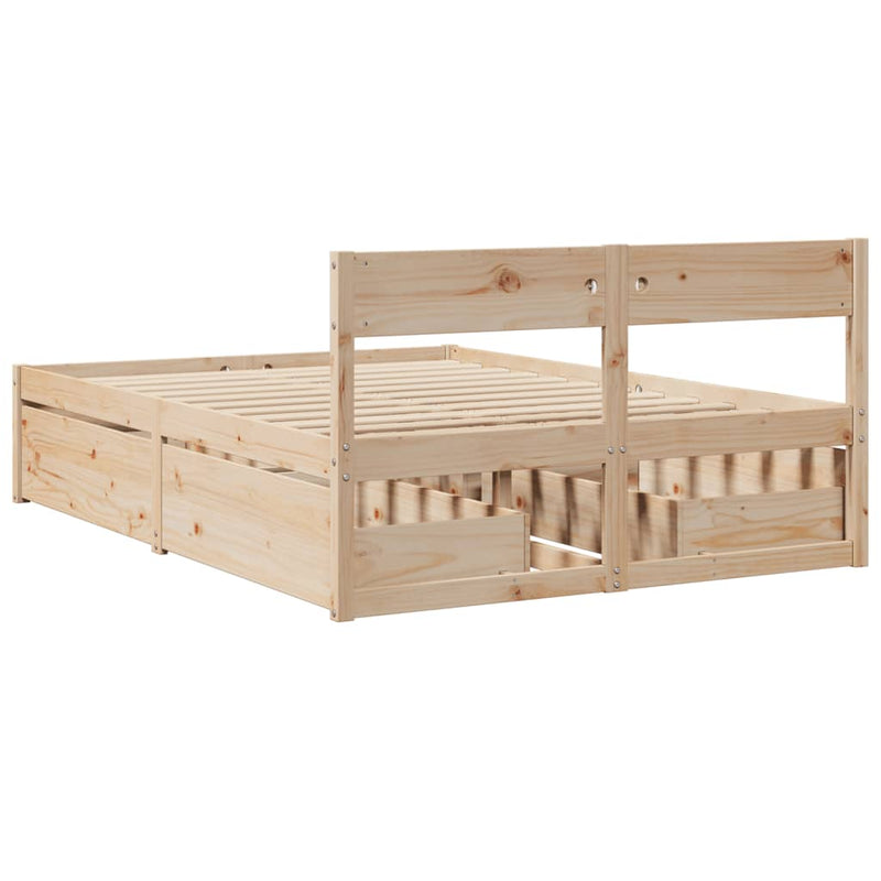 vidaXL tömör fenyőfa ágy matrac nélkül 140 x 190 cm