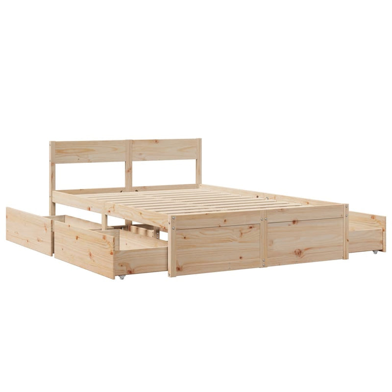 vidaXL tömör fenyőfa ágy matrac nélkül 140 x 190 cm