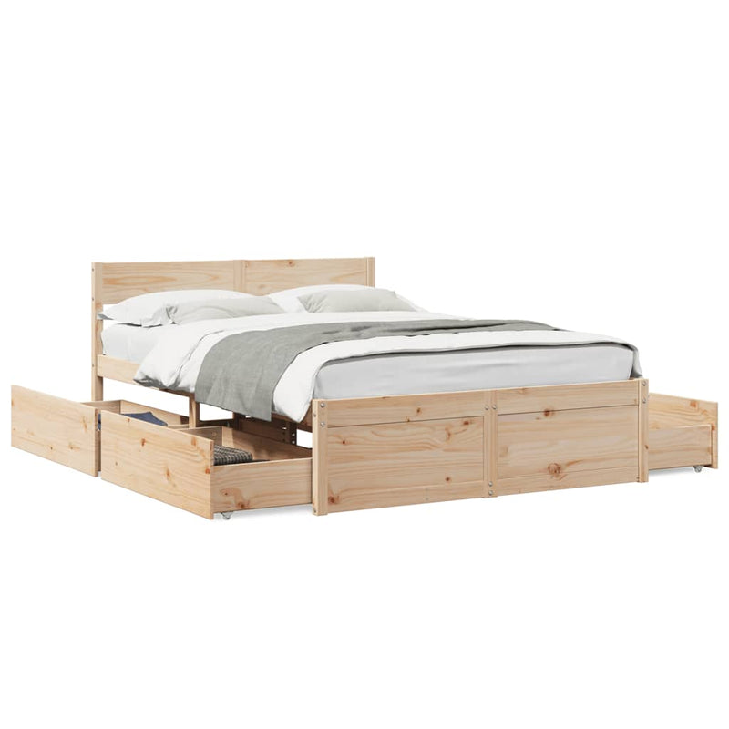 vidaXL tömör fenyőfa ágy matrac nélkül 140 x 190 cm