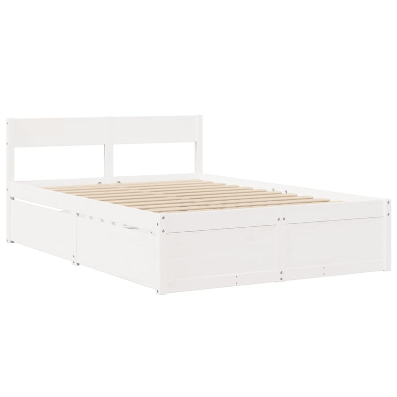 vidaXL fehér tömör fenyőfa ágy matrac nélkül 140x190 cm