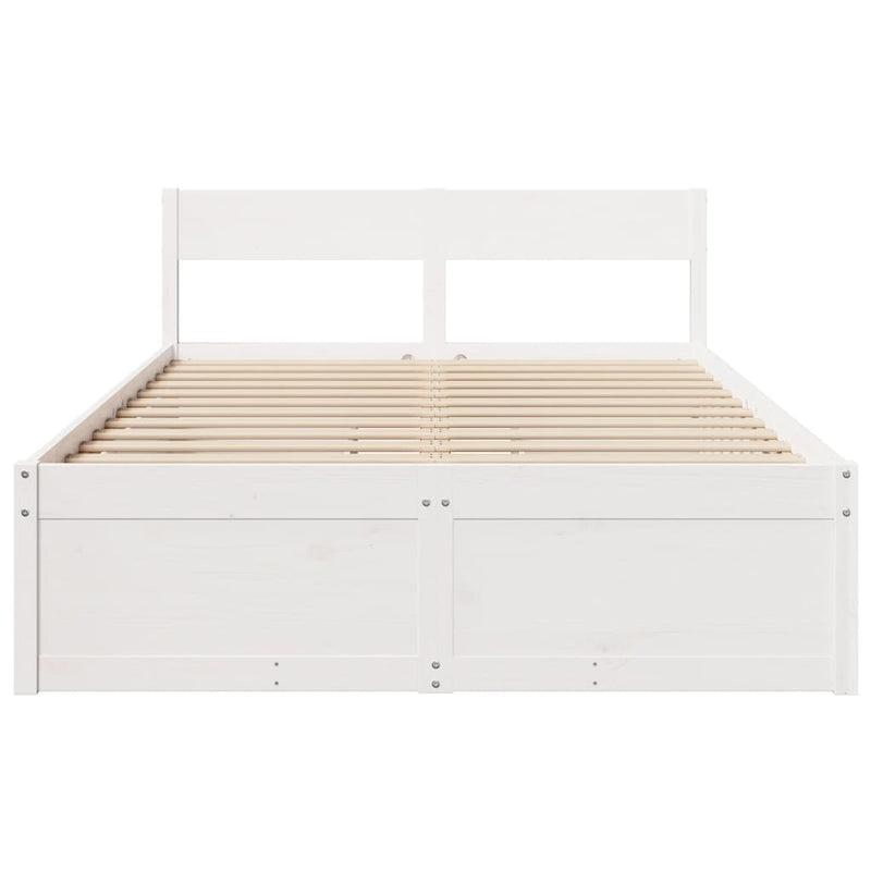 vidaXL fehér tömör fenyőfa ágy matrac nélkül 140x190 cm