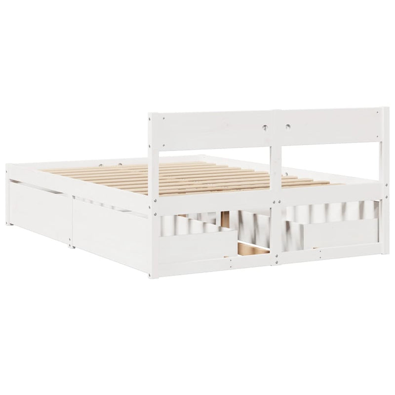 vidaXL fehér tömör fenyőfa ágy matrac nélkül 140x190 cm