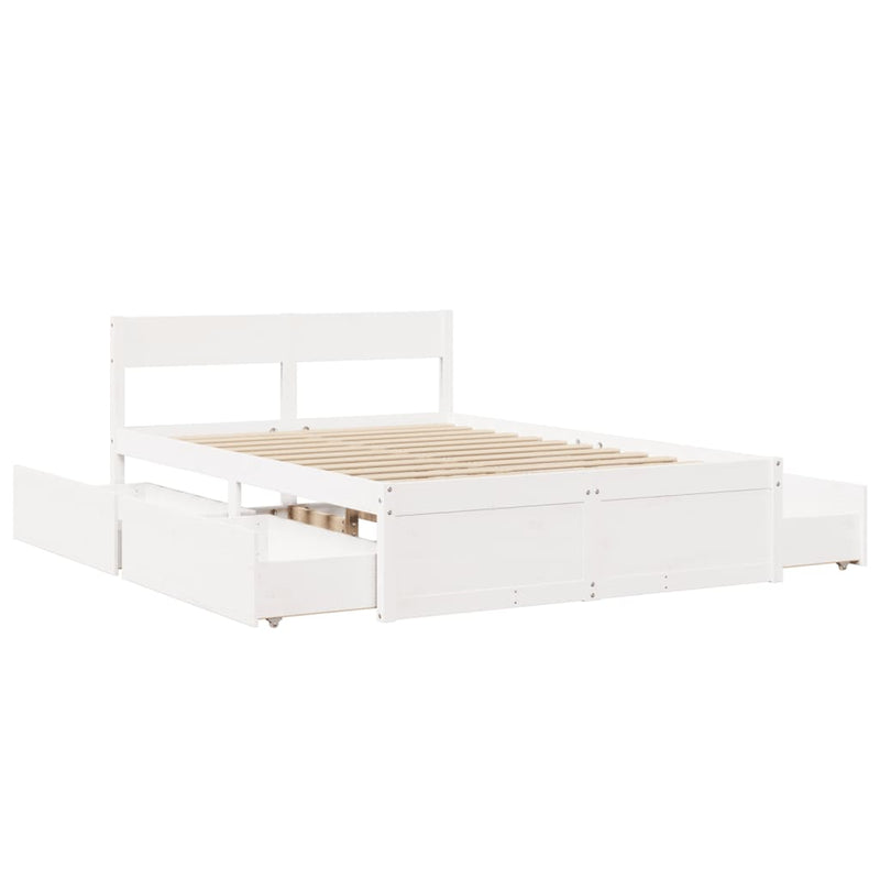 vidaXL fehér tömör fenyőfa ágy matrac nélkül 140x190 cm