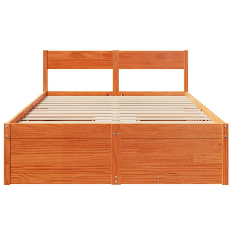 vidaXL viaszbarna tömör fenyőfa ágy matrac nélkül 140 x 190 cm
