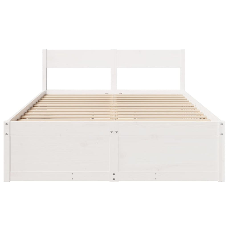vidaXL fehér tömör fenyőfa ágy matrac nélkül 135 x 190 cm