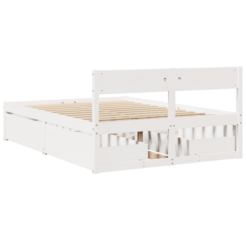 vidaXL fehér tömör fenyőfa ágy matrac nélkül 135 x 190 cm