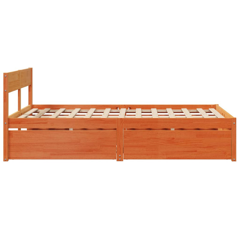 vidaXL viaszbarna tömör fenyőfa ágy matrac nélkül 135 x 190 cm