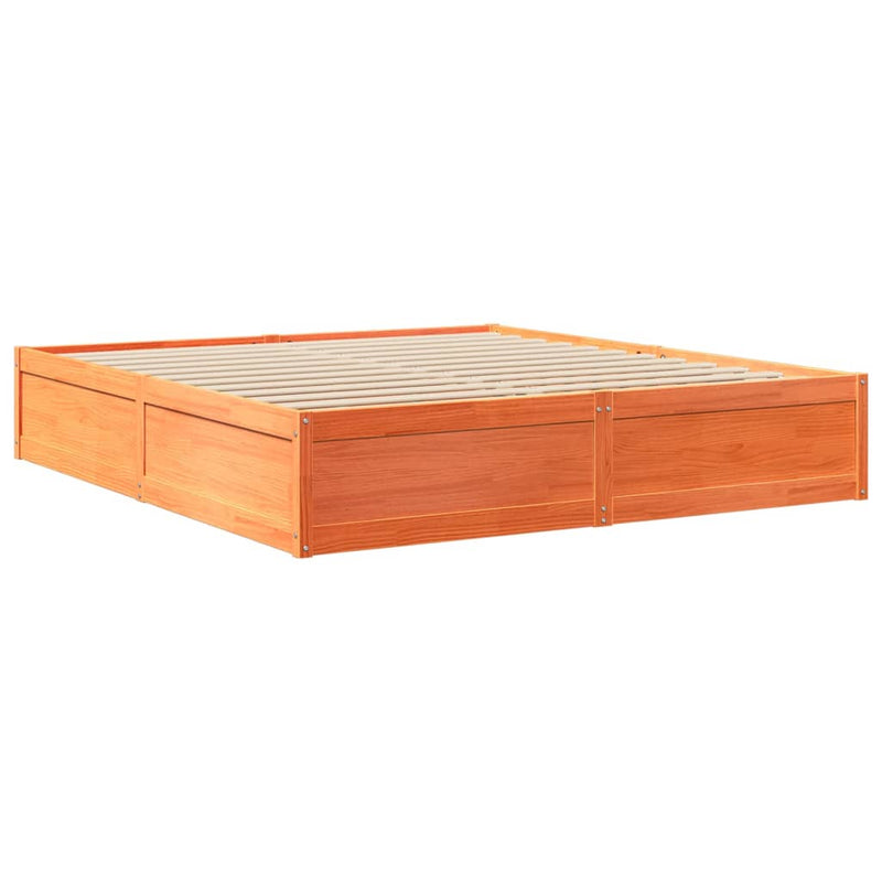 vidaXL viaszbarna tömör fenyőfa ágy matrac nélkül 200 x 200 cm