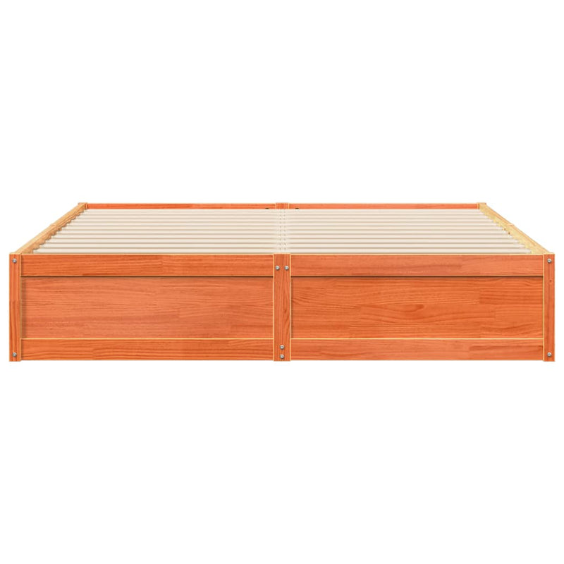 vidaXL viaszbarna tömör fenyőfa ágy matrac nélkül 200 x 200 cm