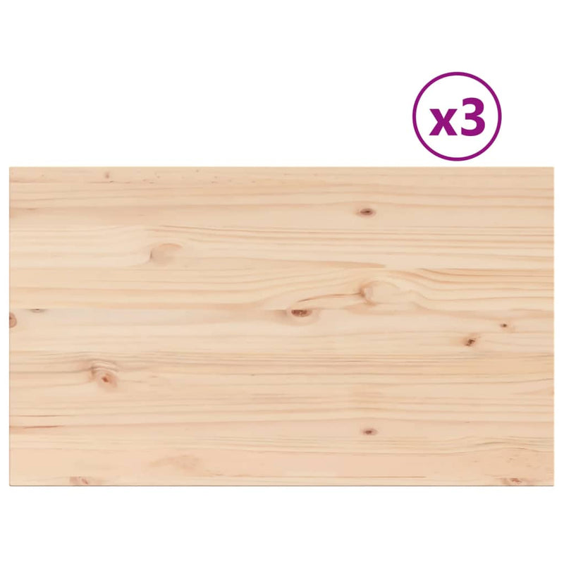 vidaXL 3 db tömör fenyőfa téglalap alakú asztallap 80 x 47 x 2,5 cm