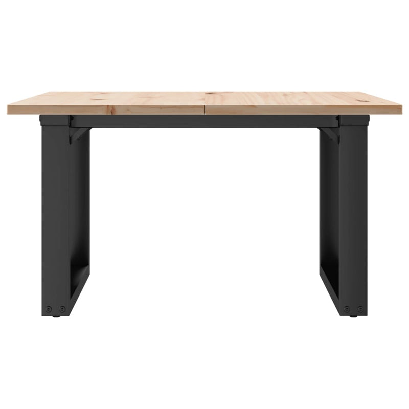 vidaXL tömör fenyőfa és acél dohányzóasztal O-vázzal 60x60x40 cm