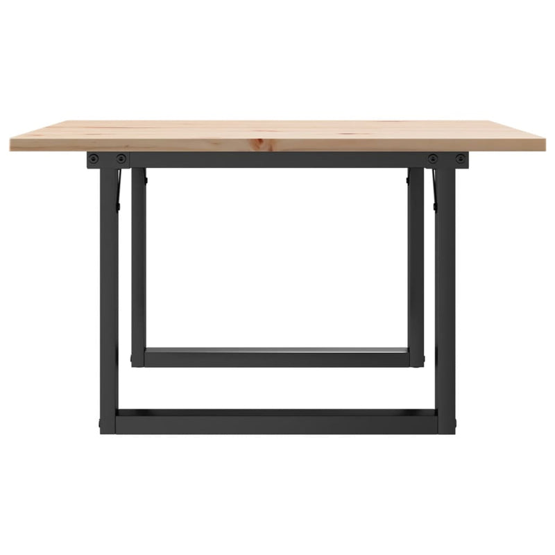 vidaXL tömör fenyőfa és acél dohányzóasztal O-vázzal 60x60x40 cm