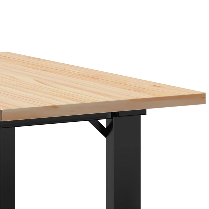 vidaXL tömör fenyőfa és acél dohányzóasztal O-vázzal 60x60x40 cm