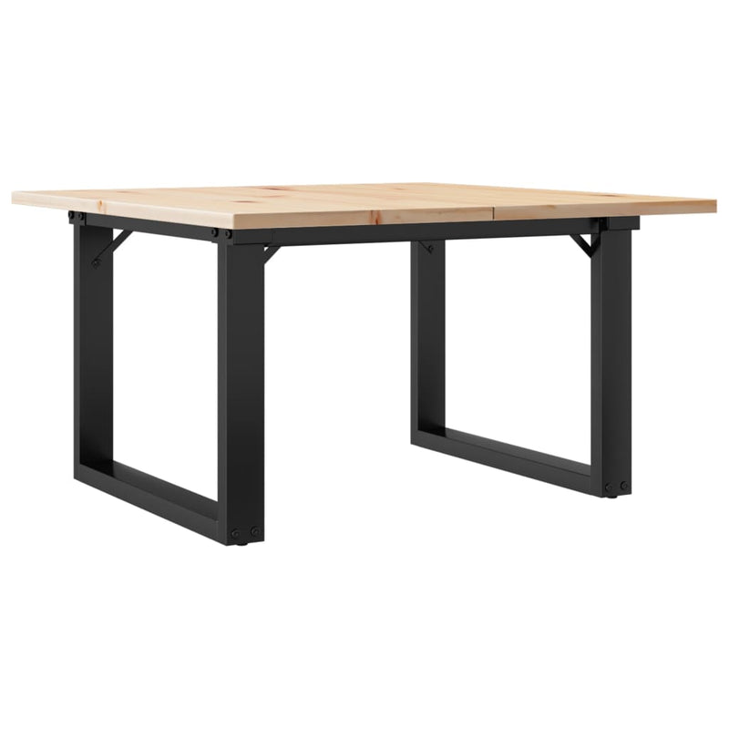vidaXL tömör fenyőfa és acél dohányzóasztal O-vázzal 70x70x40 cm