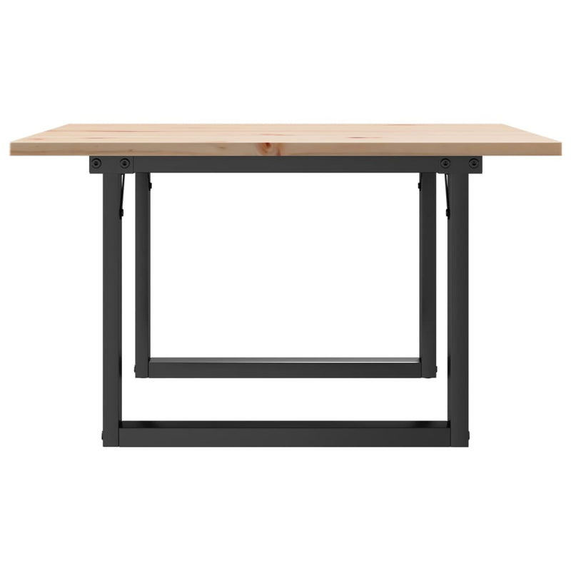 vidaXL tömör fenyőfa és acél dohányzóasztal O-vázzal 70x70x40 cm