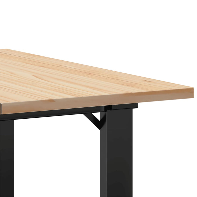 vidaXL tömör fenyőfa és acél dohányzóasztal O-vázzal 70x70x40 cm