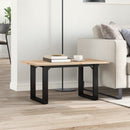 vidaXL tömör fenyőfa és acél dohányzóasztal O-vázzal 80x50x40 cm