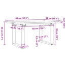 vidaXL tömör fenyőfa és acél dohányzóasztal O-vázzal 80x50x40 cm
