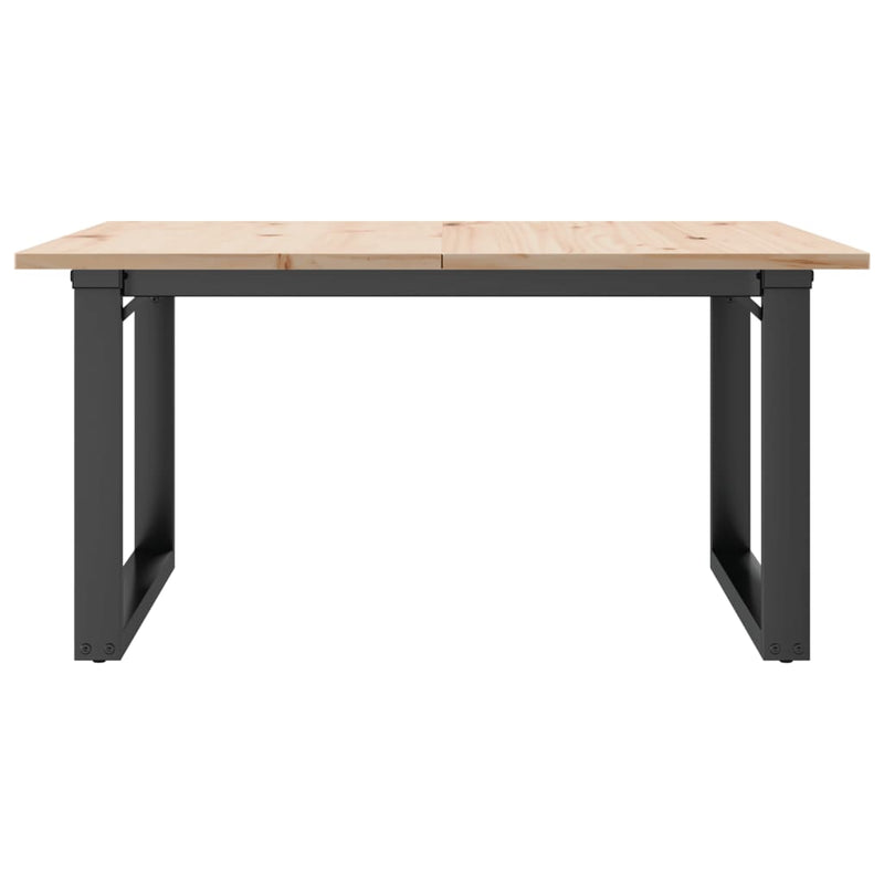 vidaXL tömör fenyőfa és acél dohányzóasztal O-vázzal 80x80x45 cm