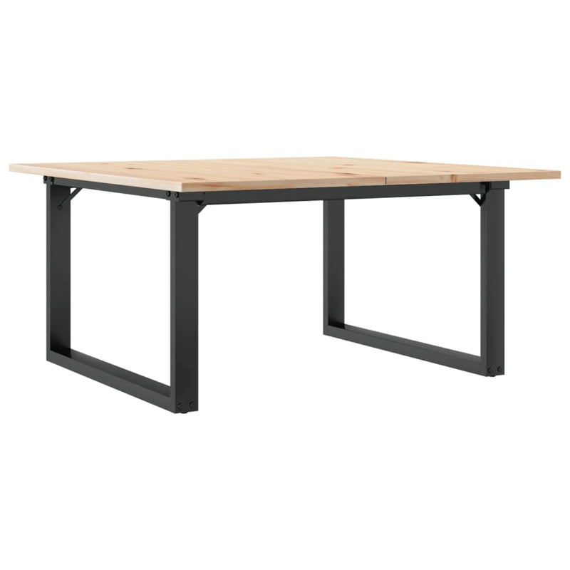 vidaXL tömör fenyőfa és acél dohányzóasztal O-vázzal 80x80x45 cm