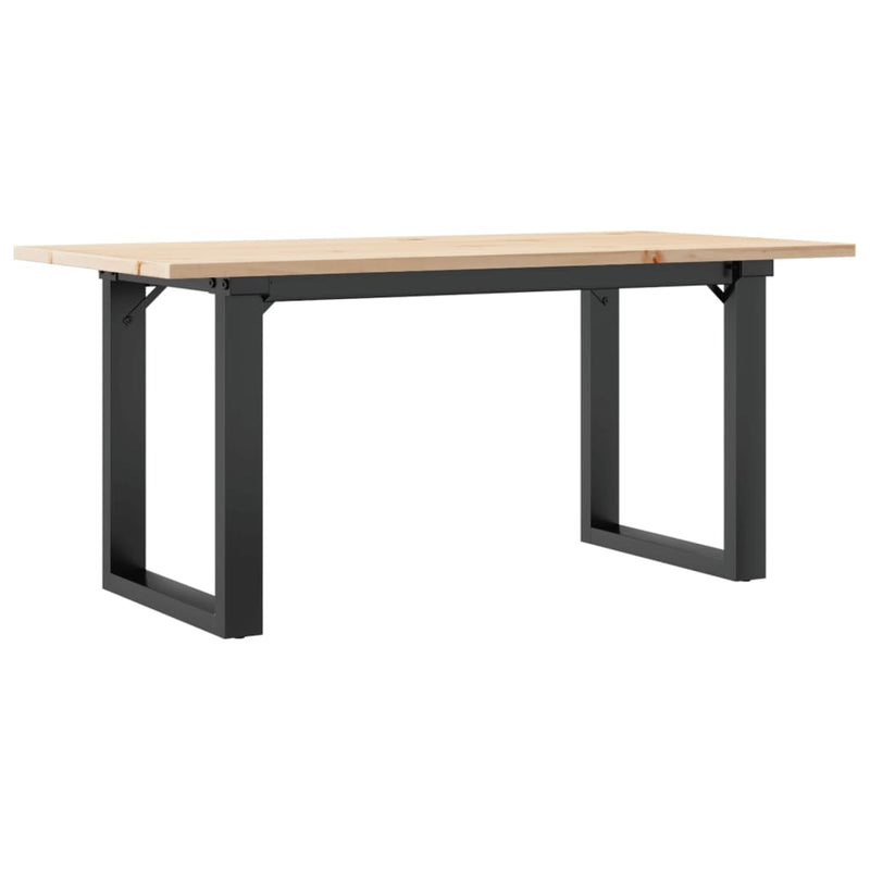 vidaXL tömör fenyőfa és acél dohányzóasztal O-vázzal 90x40x45 cm