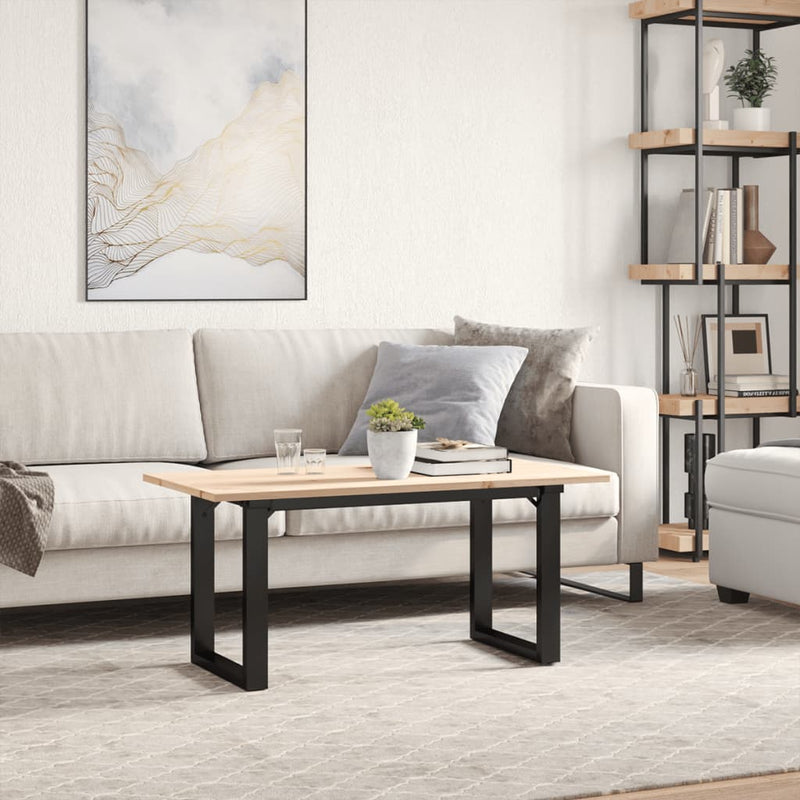 vidaXL tömör fenyőfa és acél dohányzóasztal O-vázzal 90x40x45 cm