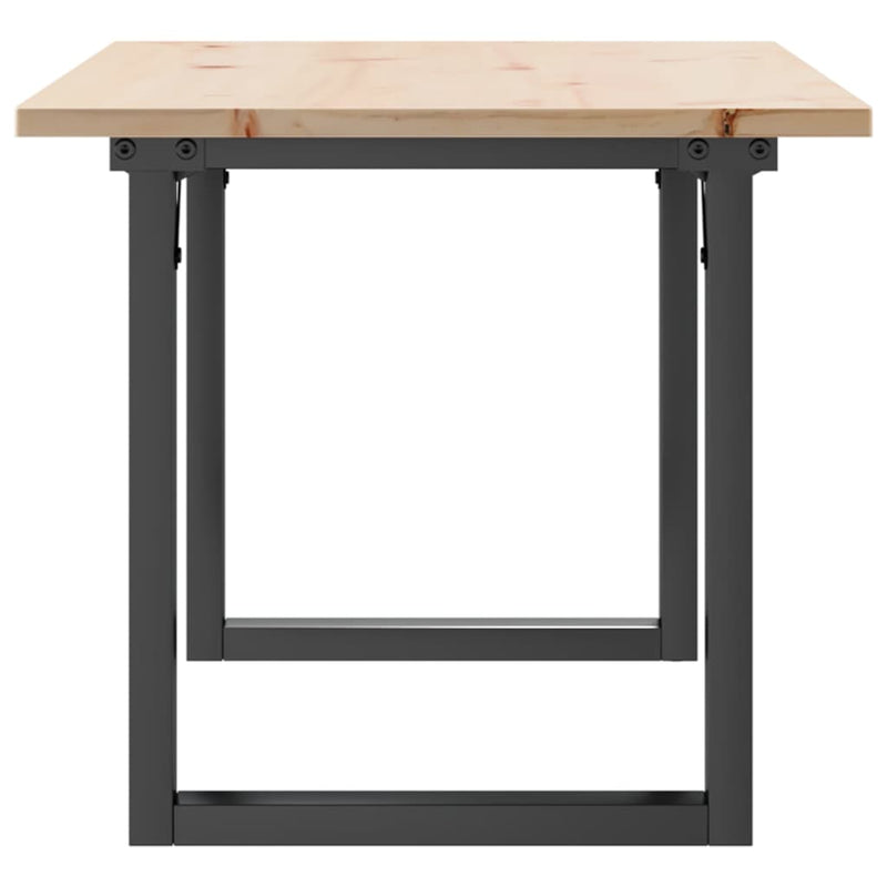 vidaXL tömör fenyőfa és acél dohányzóasztal O-vázzal 90x40x45 cm