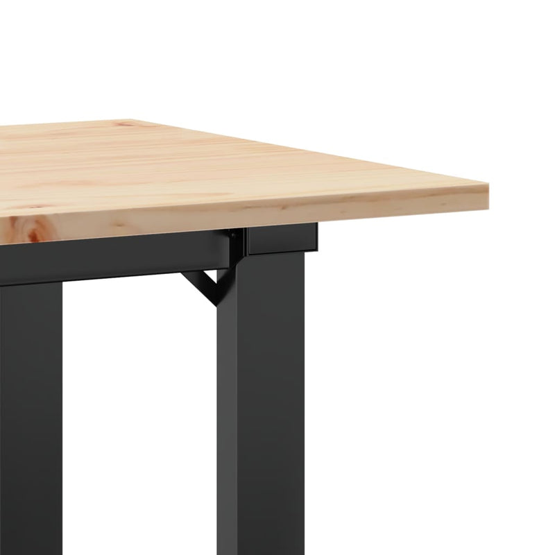 vidaXL tömör fenyőfa és acél dohányzóasztal O-vázzal 90x40x45 cm