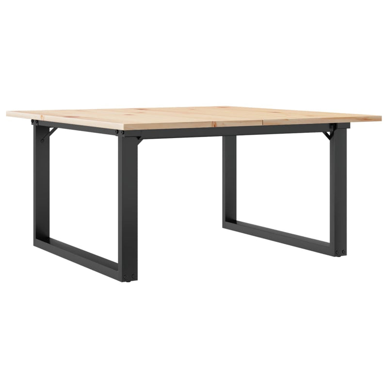 vidaXL tömör fenyőfa és acél dohányzóasztal O-vázzal 90x90x45 cm