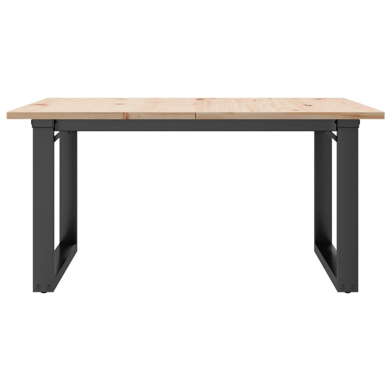 vidaXL tömör fenyőfa és acél dohányzóasztal O-vázzal 90x90x45 cm
