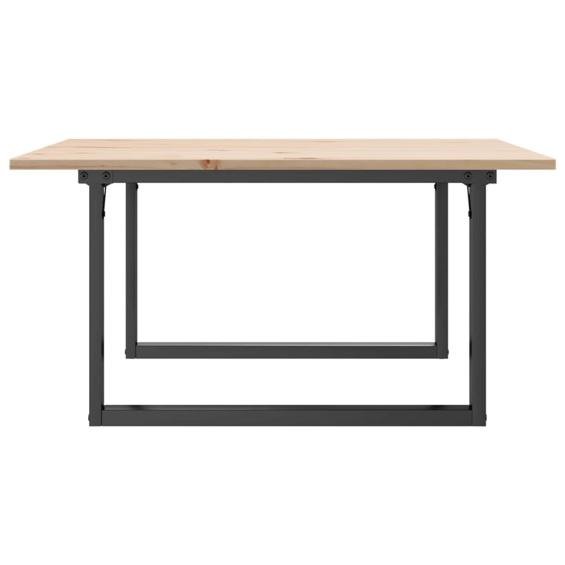 vidaXL tömör fenyőfa és acél dohányzóasztal O-vázzal 90x90x45 cm
