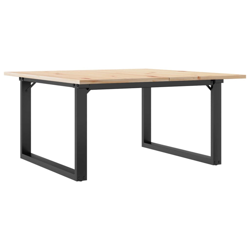 vidaXL tömör fenyőfa és acél dohányzóasztal O-vázzal 90x90x45 cm