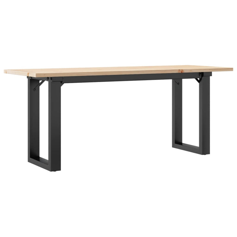 vidaXL tömör fenyőfa és acél dohányzóasztal O-vázzal 110x40x45 cm