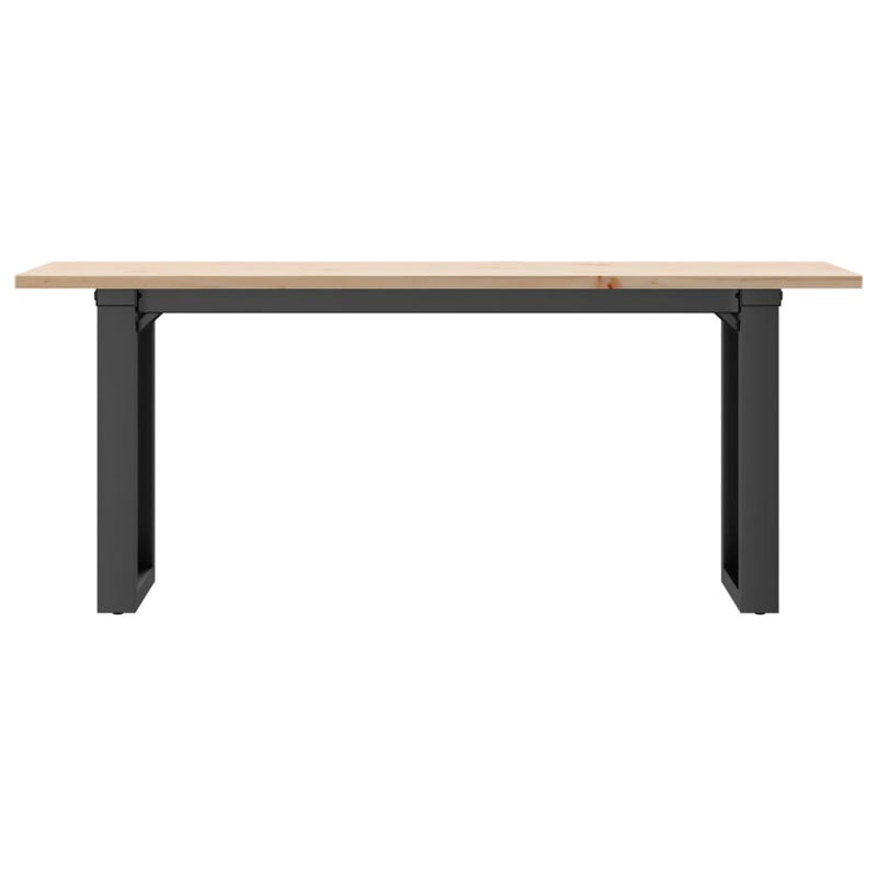 vidaXL tömör fenyőfa és acél dohányzóasztal O-vázzal 110x40x45 cm