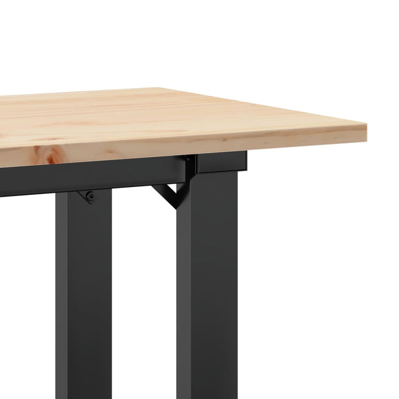 vidaXL tömör fenyőfa és acél dohányzóasztal O-vázzal 110x40x45 cm