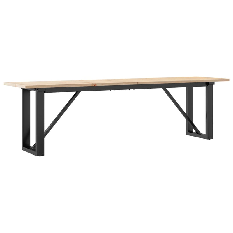 vidaXL tömör fenyőfa és acél dohányzóasztal O-vázzal 160x40x45 cm