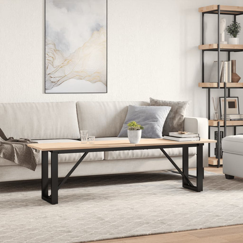 vidaXL tömör fenyőfa és acél dohányzóasztal O-vázzal 160x40x45 cm