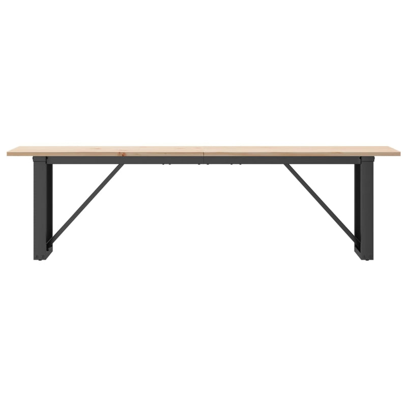 vidaXL tömör fenyőfa és acél dohányzóasztal O-vázzal 160x40x45 cm