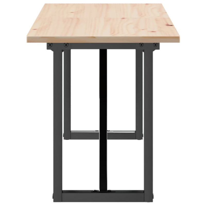 vidaXL tömör fenyőfa és acél dohányzóasztal O-vázzal 160x40x45 cm
