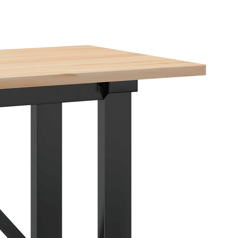 vidaXL tömör fenyőfa és acél dohányzóasztal O-vázzal 160x40x45 cm