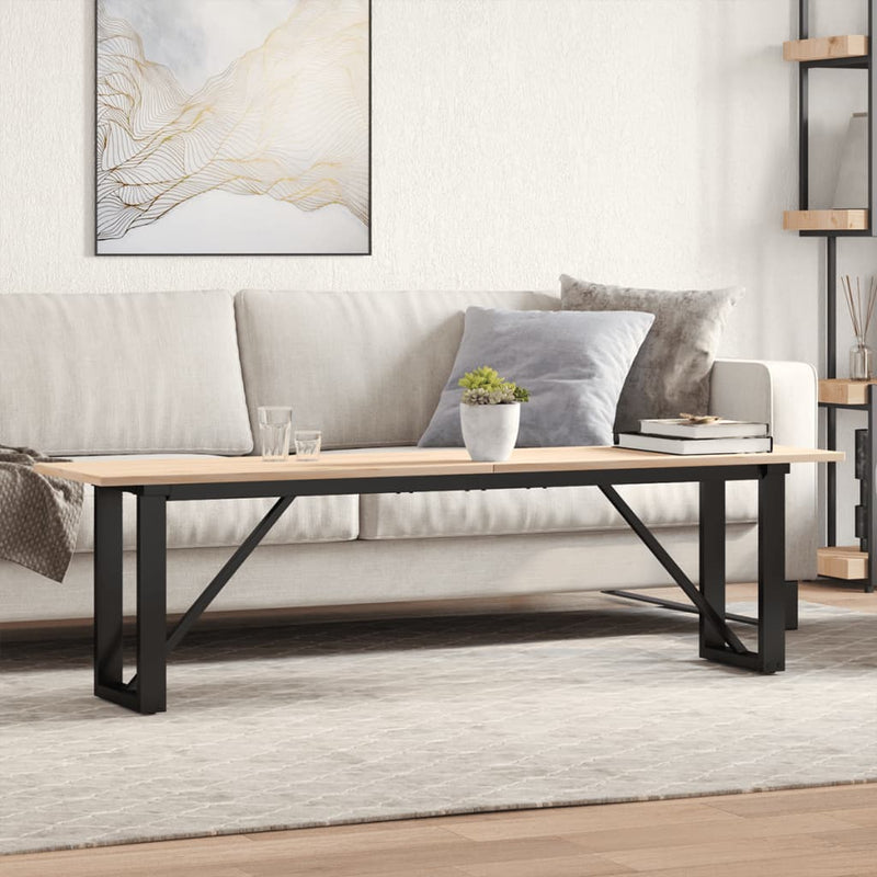 vidaXL tömör fenyőfa és acél dohányzóasztal O-vázzal 160x40x45 cm