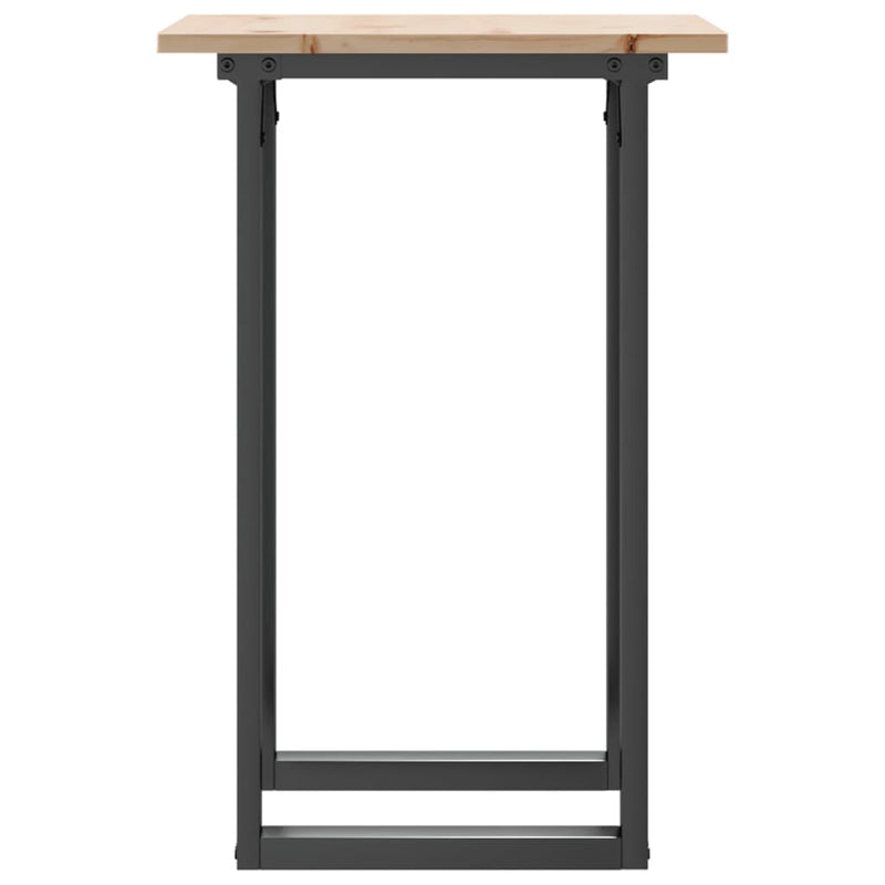 vidaXL tömör fenyőfa és acél étkezőasztal O-vázzal 50x50x75 cm