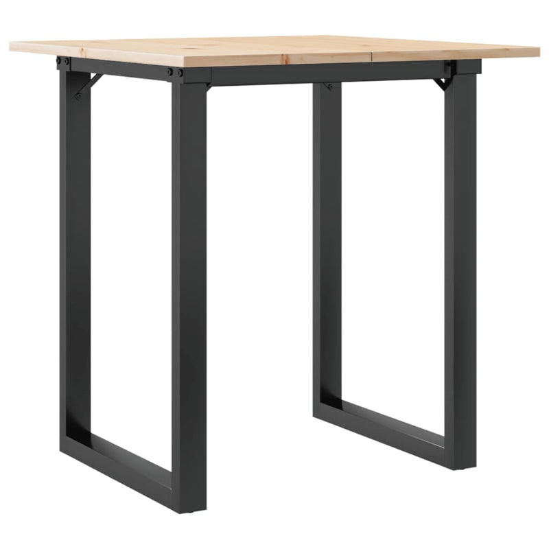 vidaXL tömör fenyőfa és acél étkezőasztal O-vázzal 60x60x75 cm