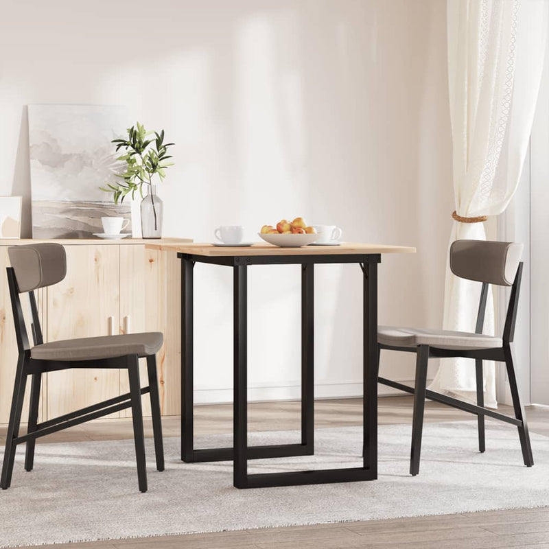 vidaXL tömör fenyőfa és acél étkezőasztal O-vázzal 60x60x75 cm