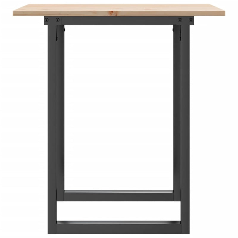 vidaXL tömör fenyőfa és acél étkezőasztal O-vázzal 60x60x75 cm