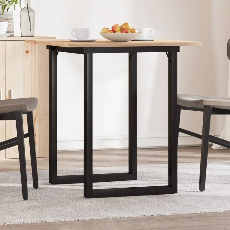 vidaXL tömör fenyőfa és acél étkezőasztal O-vázzal 60x60x75 cm
