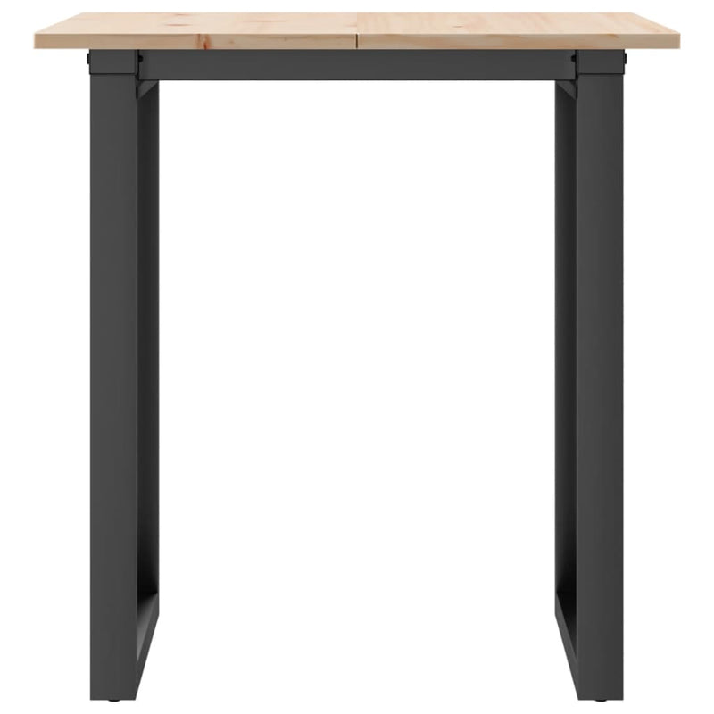 vidaXL tömör fenyőfa és acél étkezőasztal O-vázzal 70x70x75 cm
