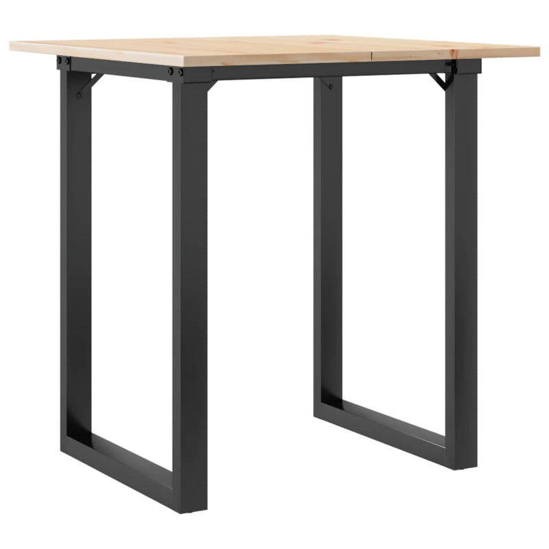vidaXL tömör fenyőfa és acél étkezőasztal O-vázzal 70x70x75 cm