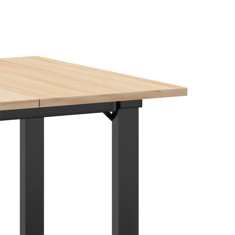 vidaXL tömör fenyőfa és acél étkezőasztal O-vázzal 70x70x75 cm